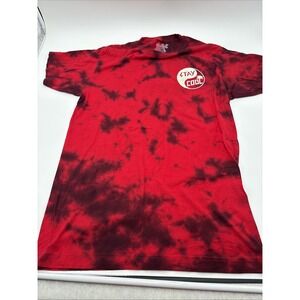 Happy Hour Tie Dye By Hand Red T-shirt Size Medium Mens Stay Cool Logo
